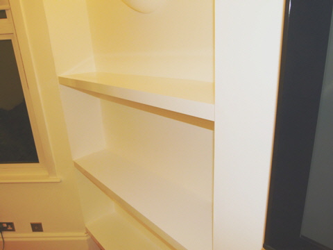 high gloss shelves fitted